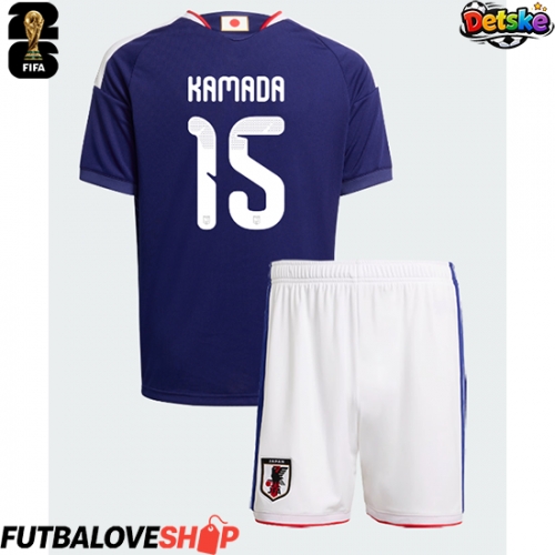 Dres Japonsko Daichi Kamada #15 Domáci pre deti MS 2026 Krátky Rukáv (+ trenírky)